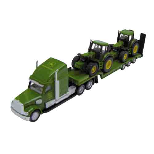 [6001837] CAMION PLATAFORMA BAJA Y 2 TRACTORES JD